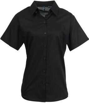 Premier Dames/Dames Signature Oxford Overhemd met Korte Mouwen (Zwart)