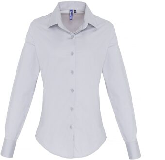 Premier Dames/dames Stretch Fit Poplin Blouse met lange mouwen (Zilver) - 3XL