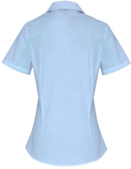 Premier Dames/dames Stretch Fit Poplin Korte Mouw Blouse (Lichtblauw)