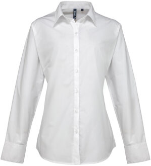 Premier Dames/dames Supreme Heavy Poplin Werkhemd met lange mouwen (Wit) - maat