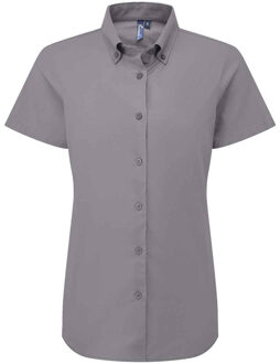 Premier Dames/Dames Supreme Oxford Formeel Overhemd Met Korte Mouwen (Staal) Grijs - 2XL
