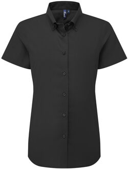Premier Dames/Dames Supreme Oxford Formeel Overhemd Met Korte Mouwen (Zwart) - 4XL