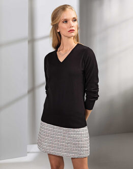 Premier Dames/dames V-hals gebreide trui / Top (Zwart) - maat EU 48 / UK 20