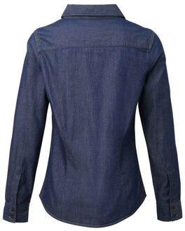 Premier Dames denim jean stijl gestikt overhemd Indigoblauw