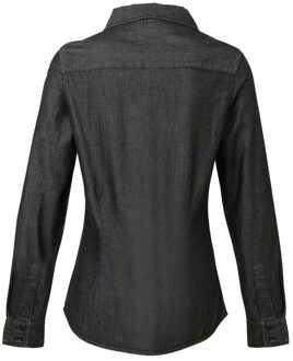 Premier Dames denim jean stijl gestikt overhemd Zwart
