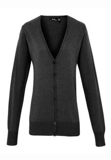 Premier Dames gebreid knoop door vest Houtskool