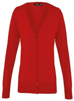 Premier Dames gebreid knoop door vest Rood
