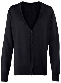 Premier Dames gebreid knoop door vest Zwart