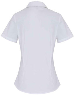 Premier Dames katoen popeline stretch overhemd met korte mouwen Wit