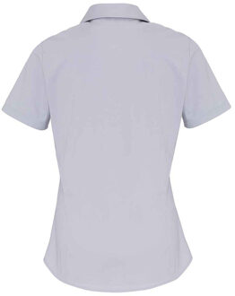 Premier Dames katoen popeline stretch overhemd met korte mouwen Zilver