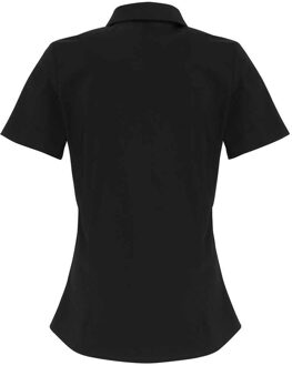 Premier Dames katoen popeline stretch overhemd met korte mouwen Zwart