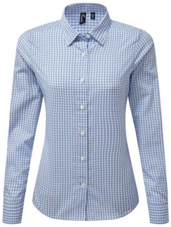 Premier Dames maxton geruit overhemd met lange mouwen Blauw en wit