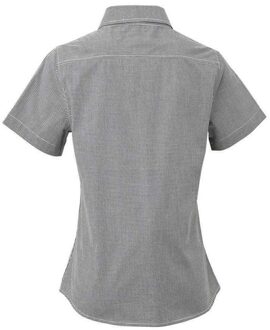 Premier Dames micro gingham geruit katoenen overhemd met korte mouwen Zwart