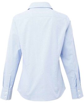 Premier Dames micro gingham geruit katoenen shirt met lange mouwen Blauw