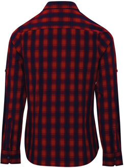 Premier Dames mulligan geruit katoenen shirt met lange mouwen Blauw en rood