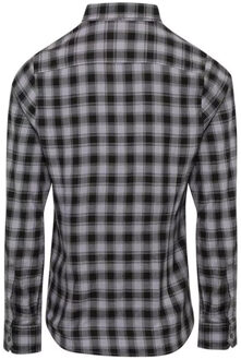 Premier Dames mulligan geruit katoenen shirt met lange mouwen Donkergrijs