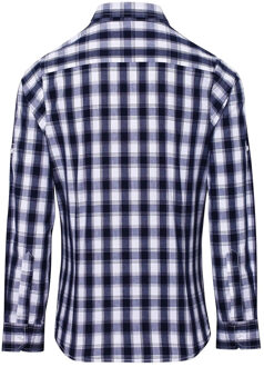 Premier Dames mulligan geruit katoenen shirt met lange mouwen Wit