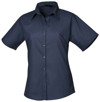 Premier Dames popeline blouse met korte mouwen Blauw - S