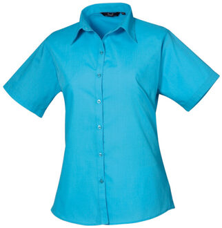 Premier Dames popeline blouse met korte mouwen Blauw - S
