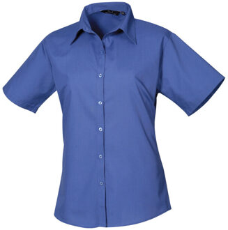 Premier Dames popeline blouse met korte mouwen - maat 4XL Blauw