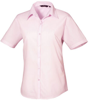 Premier Dames popeline blouse met korte mouwen - maat M Roze