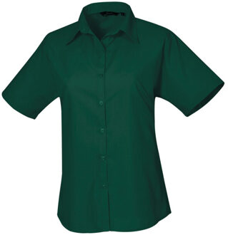 Premier Dames popeline blouse met korte mouwen - maat S Groen