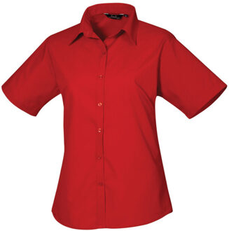 Premier Dames popeline blouse met korte mouwen Rood - XS