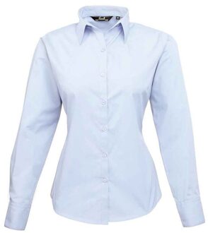 Premier Dames popeline blouse met lange mouwen Blauw