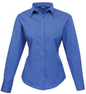Premier Dames popeline blouse met lange mouwen Blauw