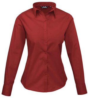 Premier Dames popeline blouse met lange mouwen Bourgogne