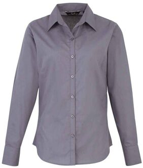Premier Dames popeline blouse met lange mouwen Grijs