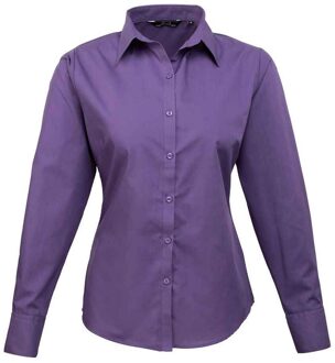 Premier Dames popeline blouse met lange mouwen Paars