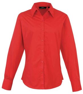 Premier Dames popeline blouse met lange mouwen Rood