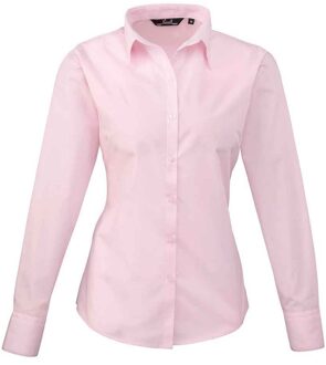 Premier Dames popeline blouse met lange mouwen Roze