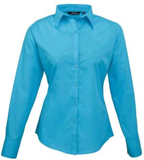Premier Dames popeline blouse met lange mouwen Turquoise