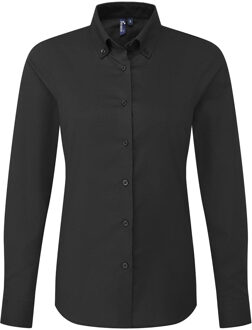 Premier Dames Supreme Oxford Blouse met Lange Mouwen (Zwart) - 5XL