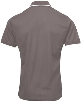 Premier Heren Coolchecker Contrast Pique Poloshirt (Donkergrijs/zilver)