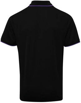 Premier Heren Coolchecker Contrast Pique Poloshirt (Zwart/Paars) - maat M