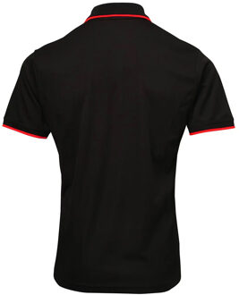 Premier Heren Coolchecker Contrast Pique Poloshirt (Zwart/Rood) - 3XL