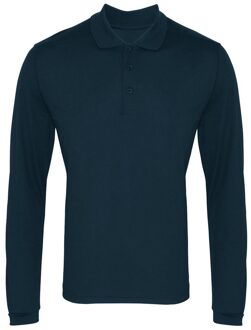 Premier Heren Coolchecker Pique Poloshirt met lange mouwen (Marine) - maat L Navy
