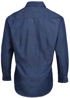 Premier Heren denim jean stijl gestikt overhemd Indigoblauw