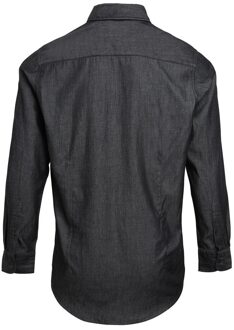 Premier Heren denim jean stijl gestikt overhemd Zwart