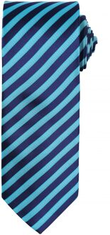 Premier Heren Dubbel Streep Patroon Formele Zakelijke Stropdas (Turquoise/Marine)