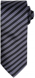 Premier Heren Dubbel Streep Patroon Formele Zakelijke Stropdas (Zwart/Donkergrijs)