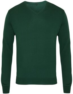 Premier Heren Gebreid Katoen Acryl V Hals Sweatshirt (Fles groen) - maat 4XL