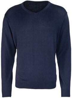 Premier Heren Gebreid Katoen Acryl V Hals Sweatshirt (Marine) - maat L Navy