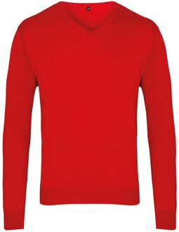 Premier Heren Gebreid Katoen Acryl V Hals Sweatshirt (Rood) - maat XL