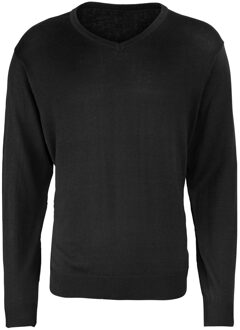 Premier Heren Gebreid Katoen Acryl V Hals Sweatshirt (Zwart) - maat 5XL
