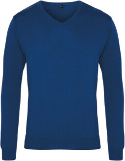 Premier Heren gebreide v hals sweater top Blauw