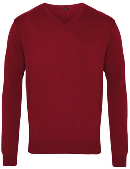Premier Heren gebreide v hals sweater top Bourgogne